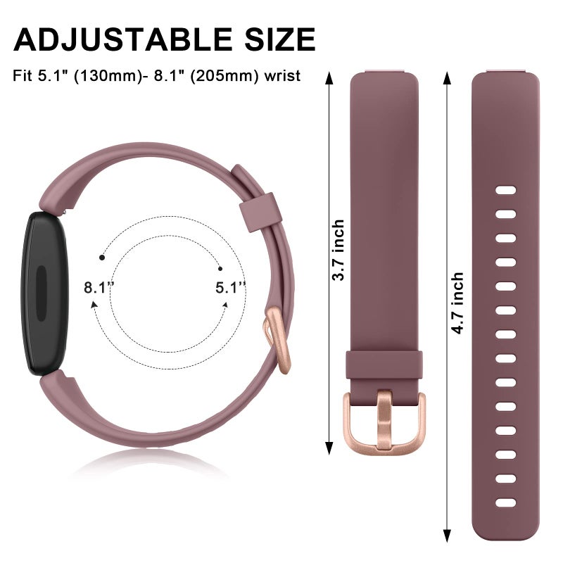 Tobfit 6 PACK Sport Bands Compatible with Fitbit Inspire 2 Bands for Women Men, Soft Silicone Waterproof Straps Replacement Wristbands Compatible for Fitbit Inspire 2 Watch Band, Small, - Image 4