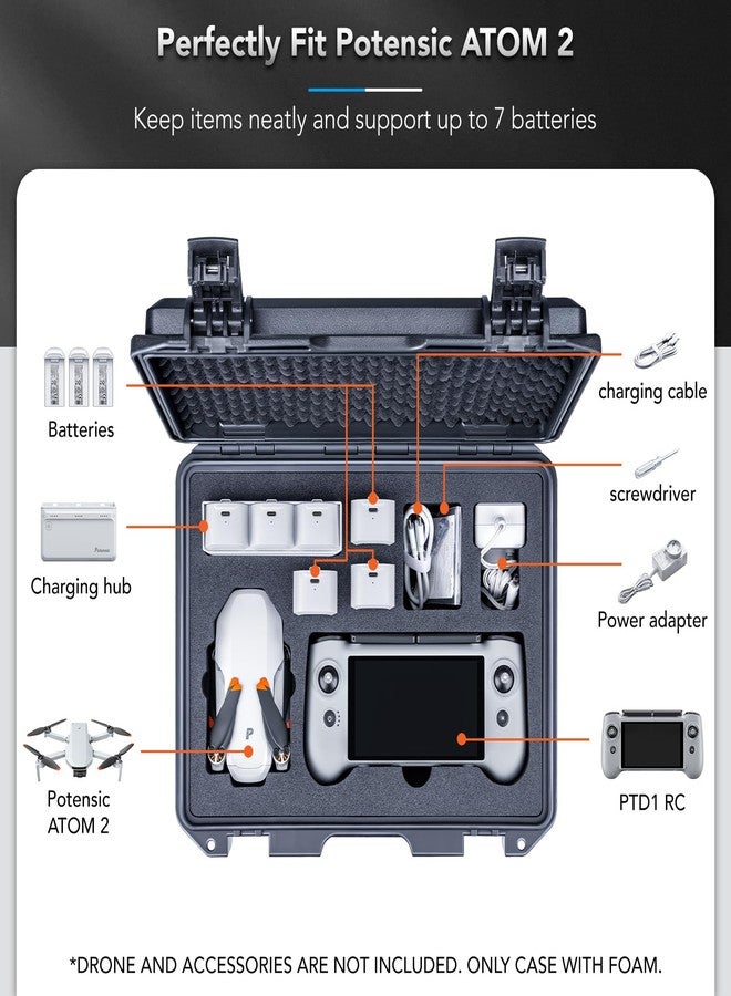 Lykus Titan AM110 Waterproof Hard Case for Potensic Atom 2 and PTD 1 RC, Support up to 7 Batteries [CASE ONLY] - Image 2