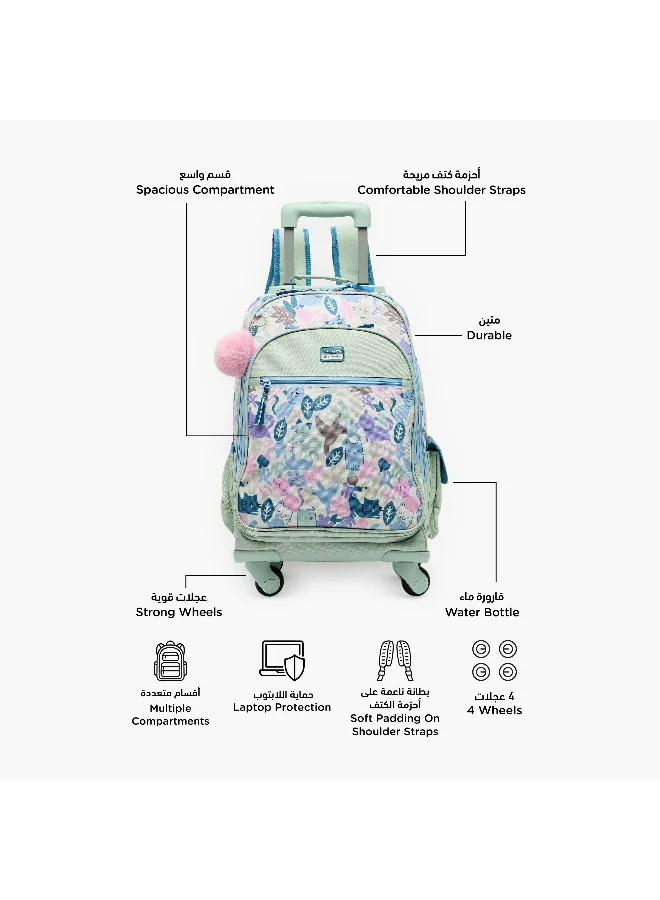 Roll Road Roll Road-Forest-Trolley Bag-17.3 Inch-1 Cmprt-Polyester) White And Green \ 32X44X21