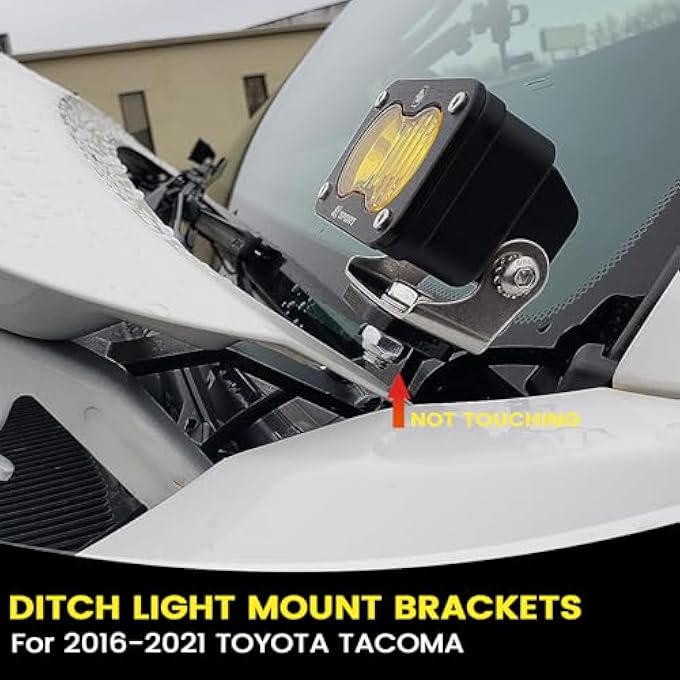 KANGIKX Hood Hinge Ditch Light Mount Brackets For Toyota Tacoma 20162021 3Rd Gen Auxiliary Offroad Pod Work LightToyota Tacoma Hood Mount Brackets KitBlack - Image 3