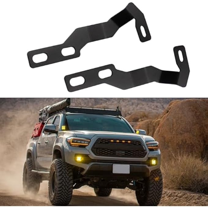 KANGIKX Hood Hinge Ditch Light Mount Brackets For Toyota Tacoma 20162021 3Rd Gen Auxiliary Offroad Pod Work LightToyota Tacoma Hood Mount Brackets KitBlack - Image 1