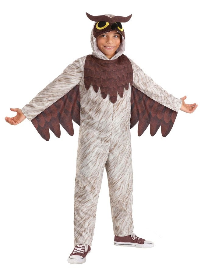 Fun Costumes Kid's Barn Owl Costume - Nocturnal Predator Bird Jumpsuit with Attached Wings & Hood - Medium - Brown - Image 2