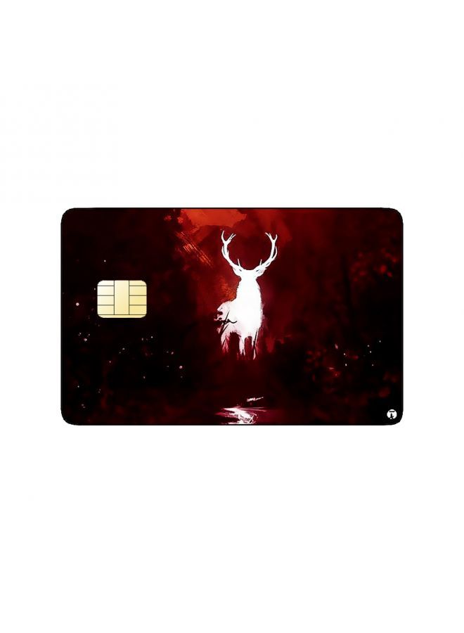RKN PRINTED BANK CARD STICKER Aesthetic Reindeer Drawing With Lake - Image 1