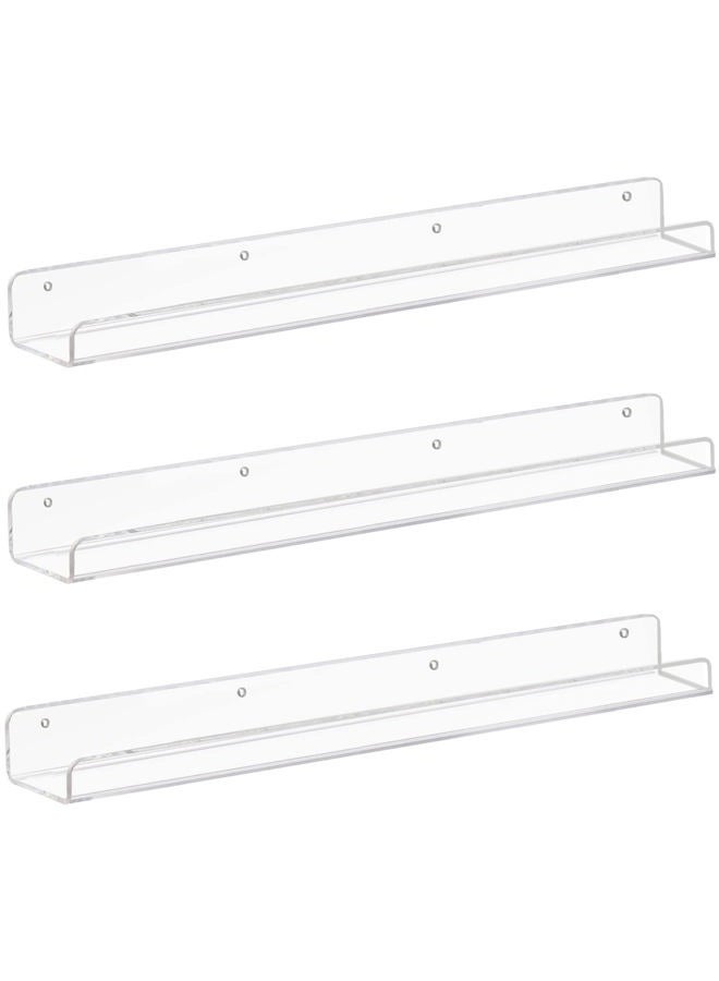 Weiai Clear Acrylic Floating Shelves 24 inches, Wall Bookshelf for Kids, Transparent Book Shelf Ledge for Wall, Set of 3 - Image 1