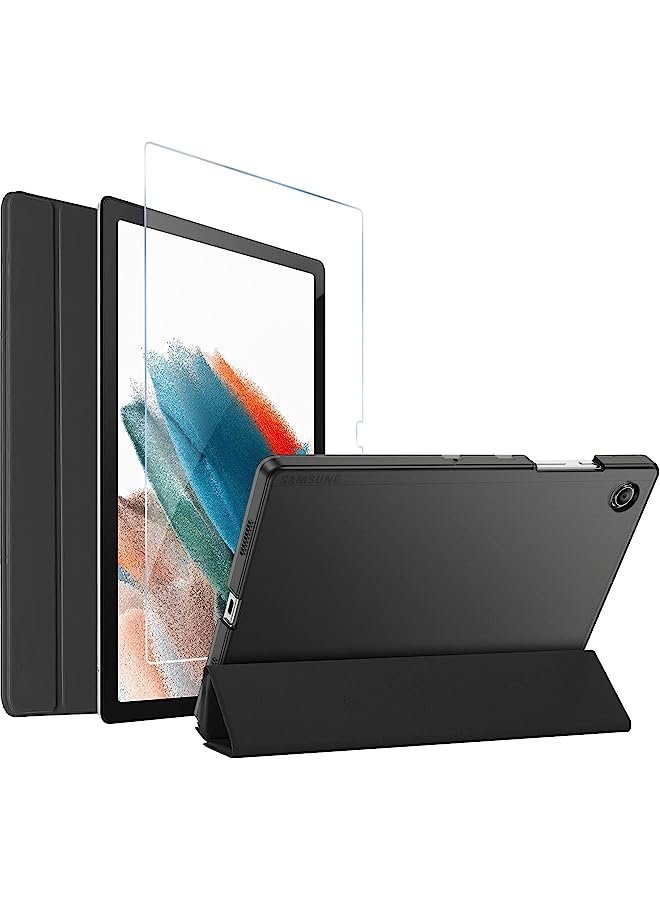 Procases Galaxy Tab A8 10.5 Inch 2022 Case Sm-X200 X205 X207 With Tempered Glass Screen Protector, Slim Stand Hard Shell Protective Smart Cover For Galaxy Tab A8 10.5" Tablet 2022 Release -Black - Image 1