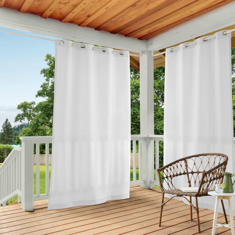 TOWN & COUNTRY BASICS TOWN  COUNTRY BASICS Cabana Solid Heavyweight Indoor Outdoor Curtains Light Filtering Opacity with Grommet Top Water Repellent 2Pack Set 54x120 Winter White 