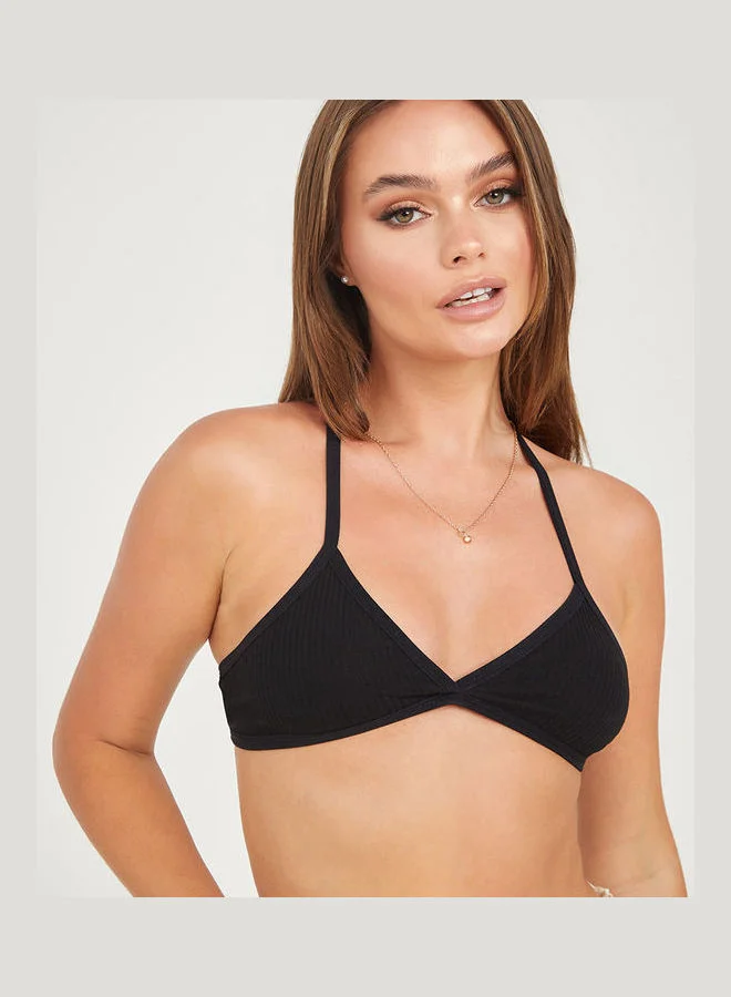 Styli Soft Rib Crossback Cotton Bralette
