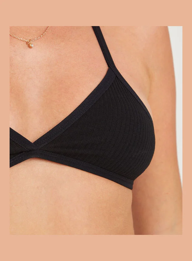 Styli Soft Rib Crossback Cotton Bralette