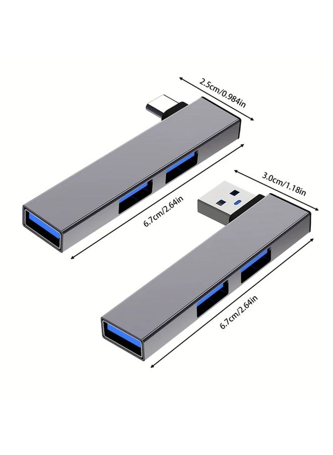 USB 3.0 و2.0 Hub بتصميم أنيق من سبائك الألومنيوم لتوسيع أجهزة الكمبيوتر المحمولة والكمبيوتر الشخصي - Image 2