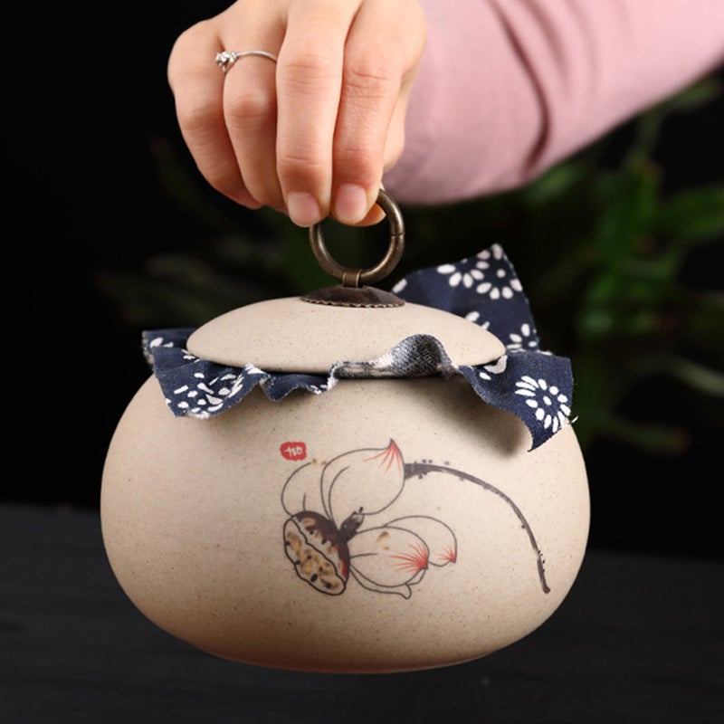 1pc Ceramic Tea Pot Flower Tea Pot Storage Tea Storage Pot (Assorted Color) - Image 1