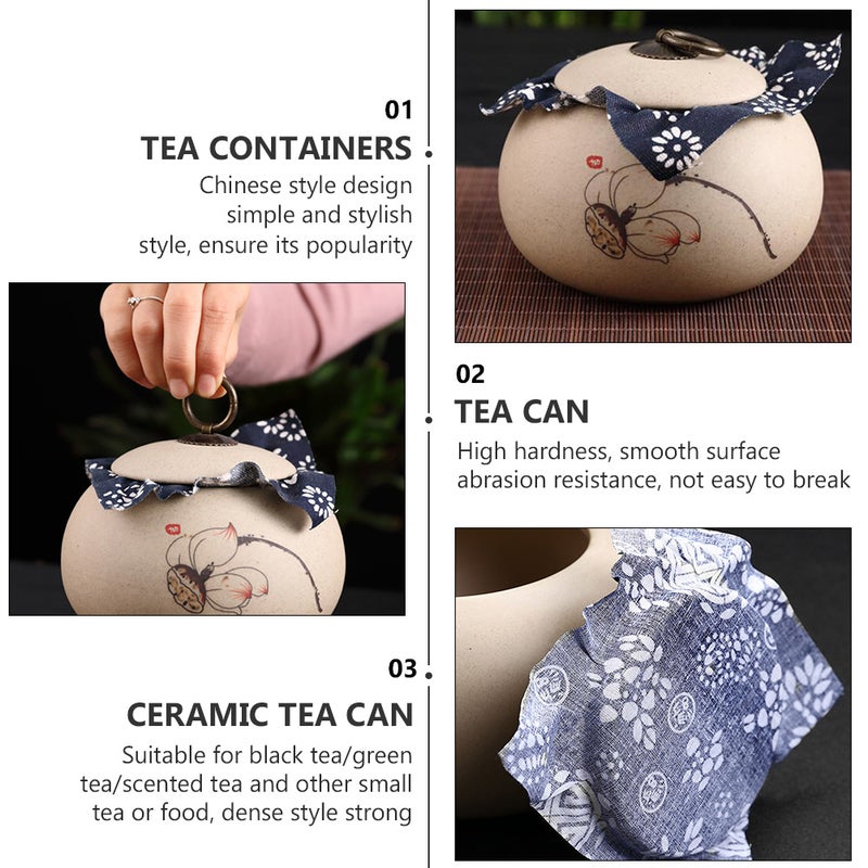 1pc Ceramic Tea Pot Flower Tea Pot Storage Tea Storage Pot (Assorted Color) - Image 5