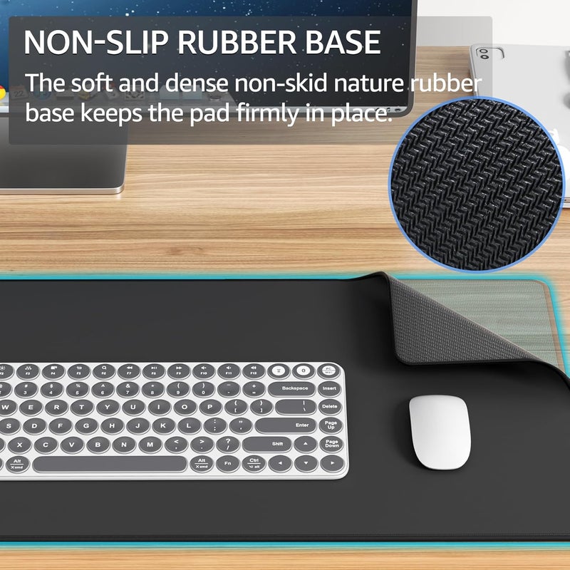 KTRIO Large Gaming Mouse Pad with Stitched Edges, Extended Mousepad with Superior Micro-Weave Cloth, Non-Slip Base, Water Resist Keyboard Pad, Desk Mat for Gamer, Office & Home, 31.5 x 15.7 in, Black - Image 4