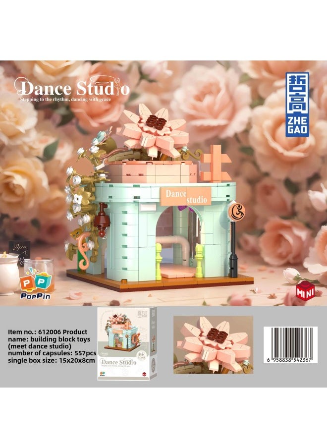 Zhegao Mini 612005 - 612008 Flower Shop Music Room Dance Studio Girls Assembled Street View Building Block Toys-Color:612008 Meet Flower Shop [476 Particles]  - Image 3