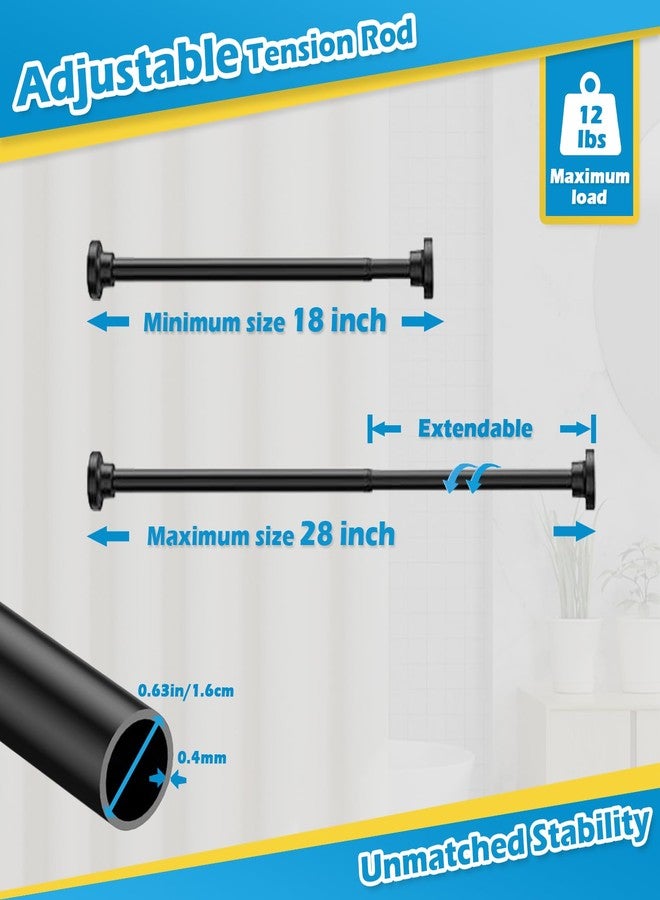 MOEROTER Spring Tension Curtain Rod 18 to 28 Inch Adjustable Small Curtain Rod No Drilling Short Black Expandable Tension Rods for Window, Cupboard, Closet, Wardrobe, DIY Projects - Image 3
