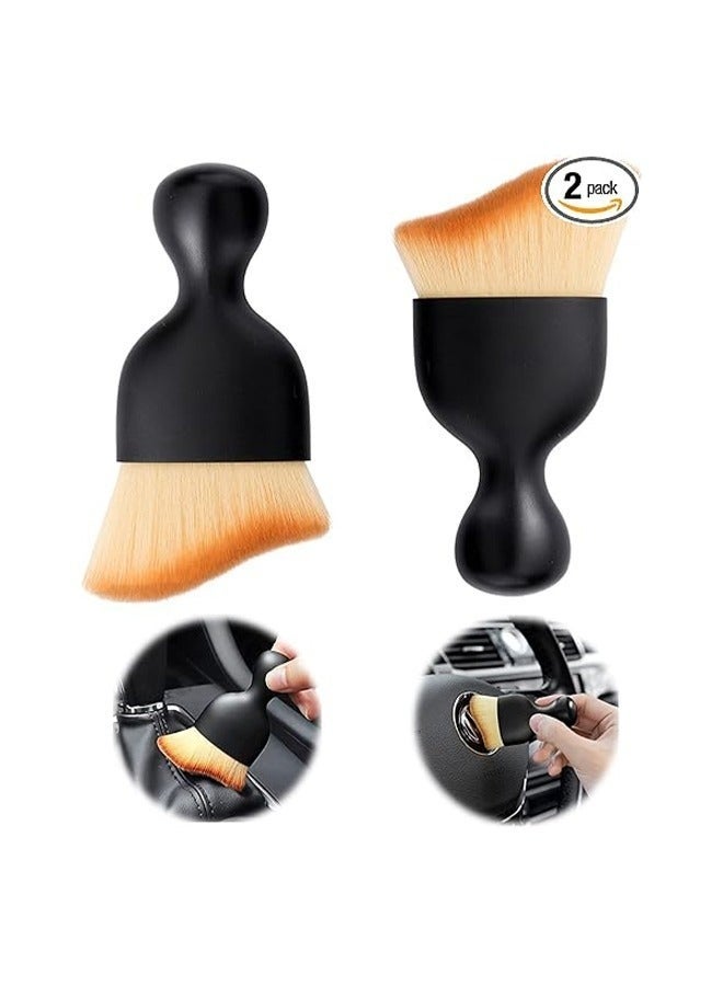 2 Pcs Car Detailing Brush Auto Interior Dust Brush Car wash Brush Car Interior Cleaning Brush Ideal for Automotive Dashboard Air Conditioner Vents Leather Computer Scratch Free Cleaning Brush - Image 1