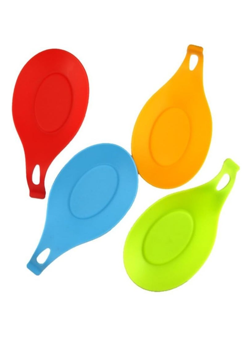 Oasisgalore Almond-Shaped Silicone Spoon Rest - 4-Pack, Colorful & Heat-resistant, Dishwasher Safe, Multipurpose Kitchen Tool - Image 1