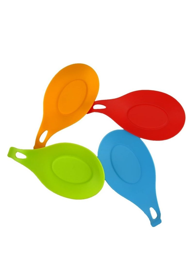 Oasisgalore Almond-Shaped Silicone Spoon Rest - 4-Pack, Colorful & Heat-resistant, Dishwasher Safe, Multipurpose Kitchen Tool - Image 2