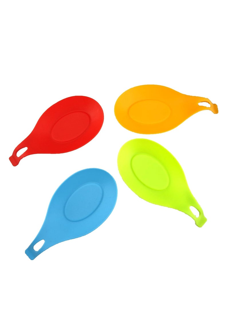 Oasisgalore Almond-Shaped Silicone Spoon Rest - 4-Pack, Colorful & Heat-resistant, Dishwasher Safe, Multipurpose Kitchen Tool - Image 5