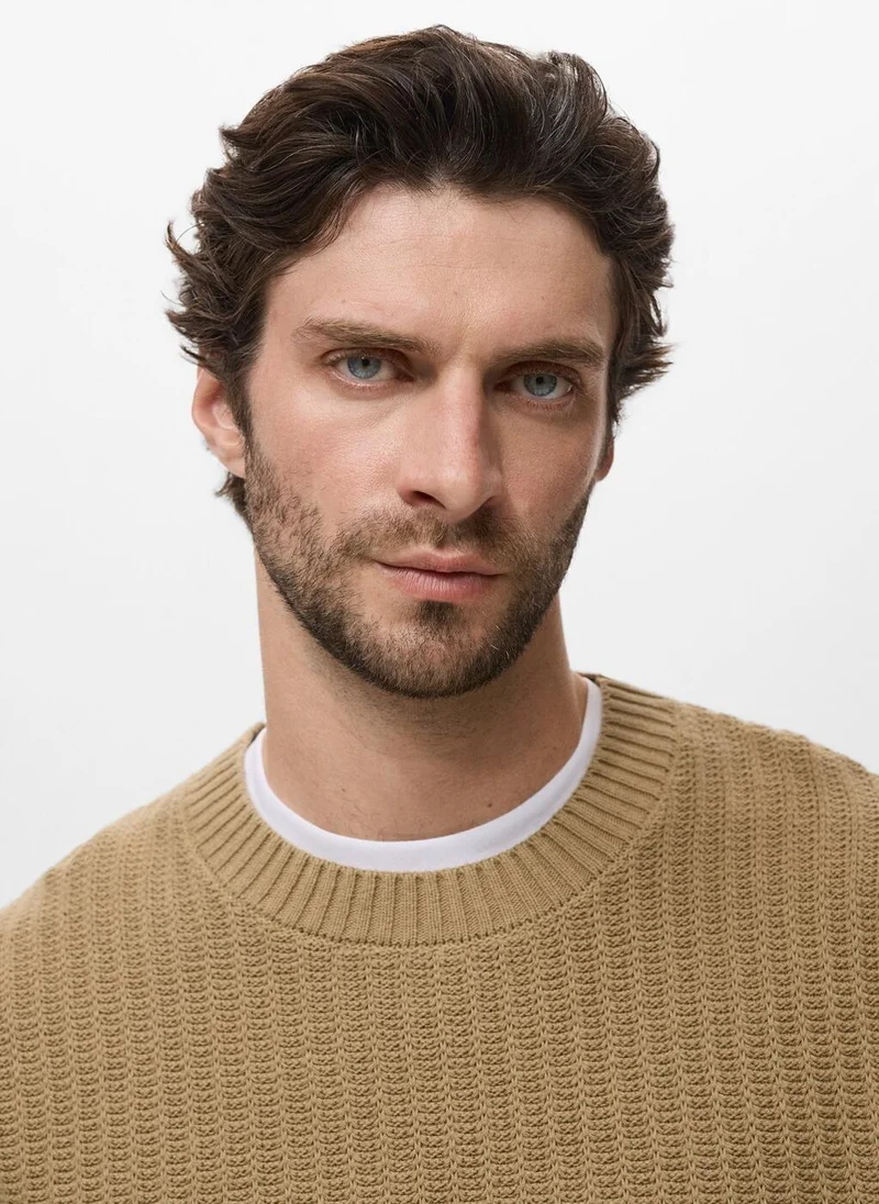 Mango Man cotton structured sweater