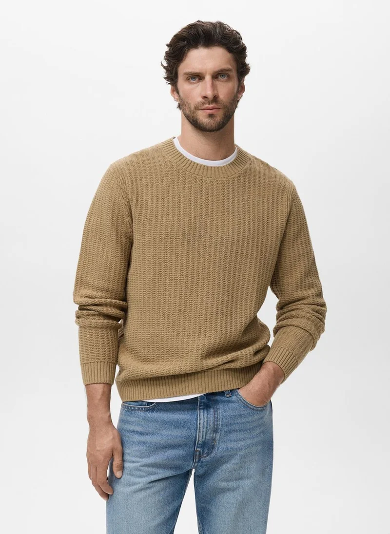 Mango Man cotton structured sweater