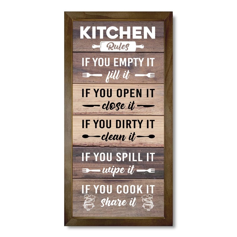 Gkwa Kitchen Decor Wall, Rustic Kitchen Decorations, Kitchen Frame DÃ©cor, Kitchen Rules Sign, Kitchen Wall DÃ©cor, Kitchen Decor and Accessories, Farmhouse Kitchen Frame Sign, Rustic Kitchen Door Rules Sign - Image 1