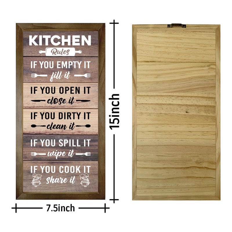 Gkwa Kitchen Decor Wall, Rustic Kitchen Decorations, Kitchen Frame DÃ©cor, Kitchen Rules Sign, Kitchen Wall DÃ©cor, Kitchen Decor and Accessories, Farmhouse Kitchen Frame Sign, Rustic Kitchen Door Rules Sign - Image 2