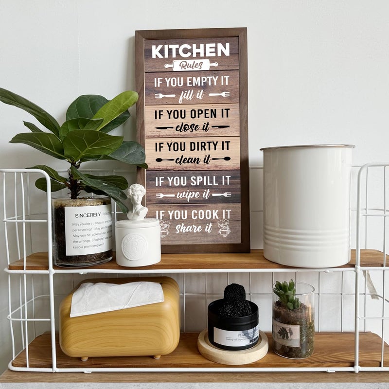 Gkwa Kitchen Decor Wall, Rustic Kitchen Decorations, Kitchen Frame DÃ©cor, Kitchen Rules Sign, Kitchen Wall DÃ©cor, Kitchen Decor and Accessories, Farmhouse Kitchen Frame Sign, Rustic Kitchen Door Rules Sign - Image 4