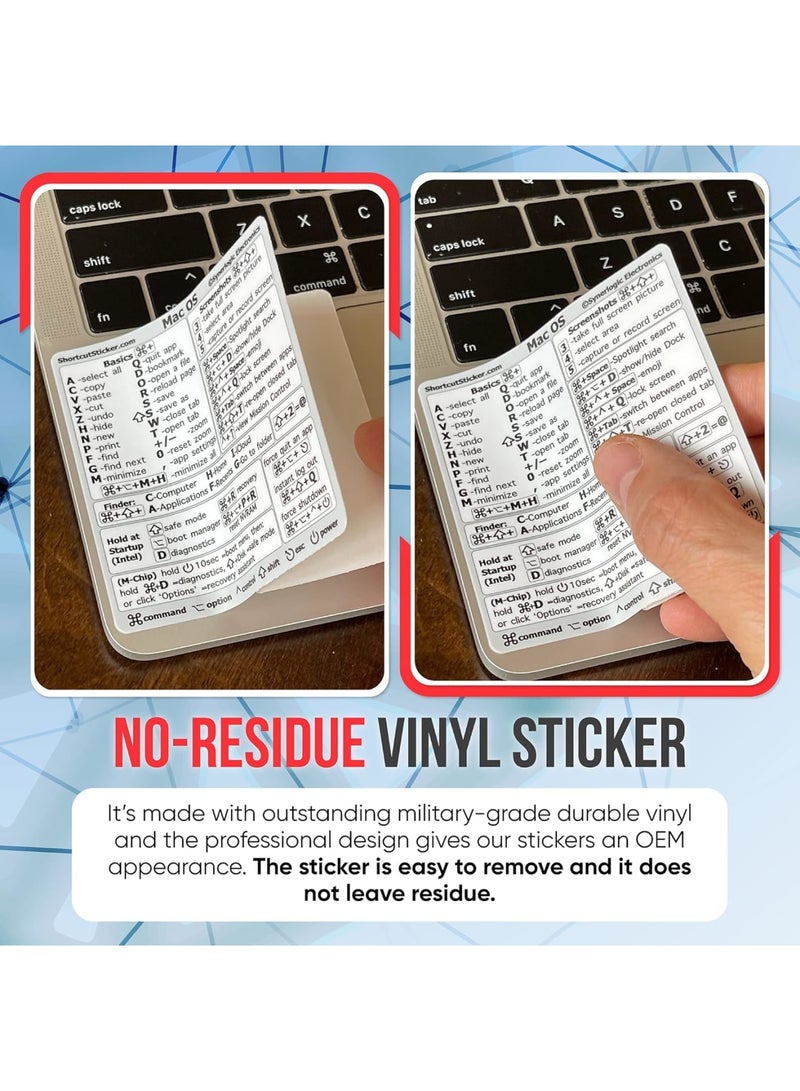 SYOSI Mac-OS Shortcut Stickers, Durable Keyboard Labels for Work, Study, Waterproof Removable Vinyl Decals, Compatible with Mac-Book Air/Pro M1/M2/M3/M4, Easy to Apply and Remove (White) - Image 4