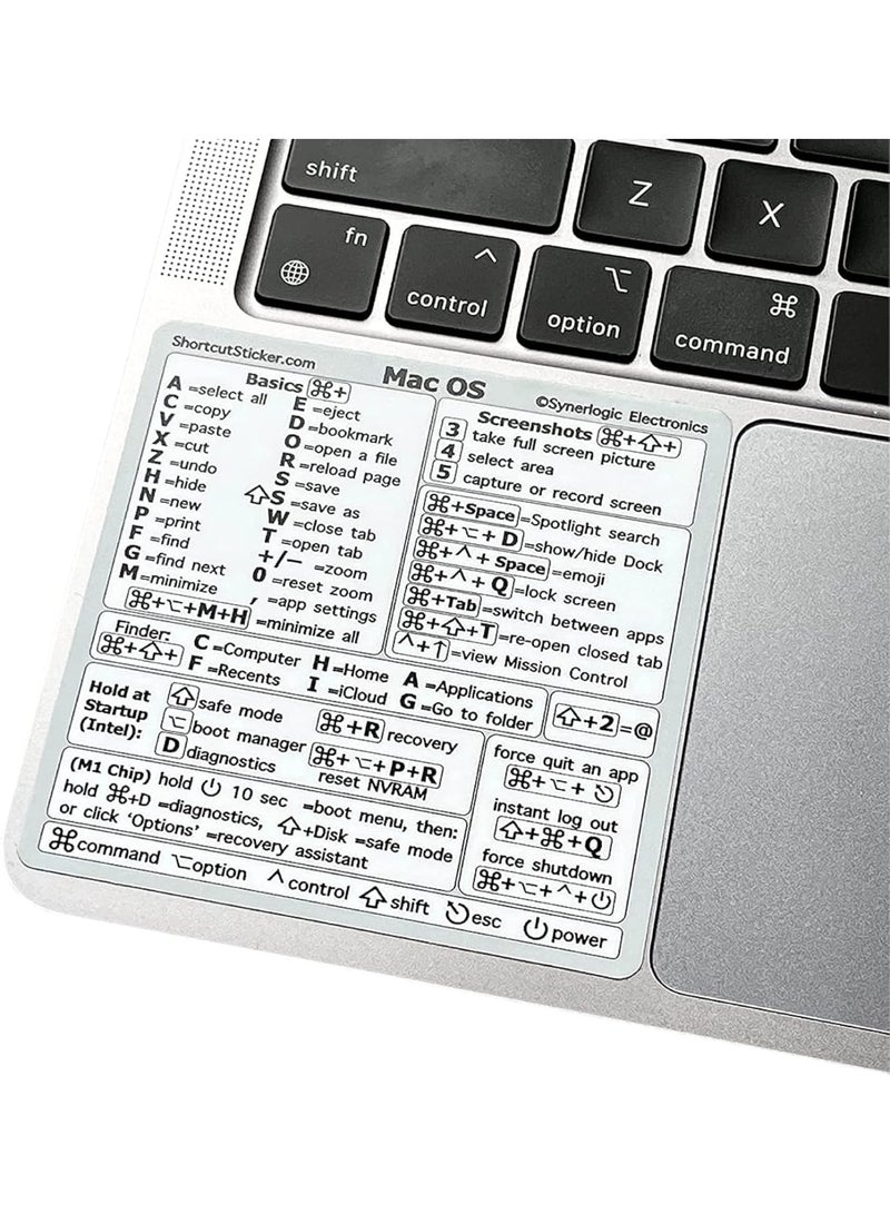 SYOSI Mac-OS Shortcut Stickers, Durable Keyboard Labels for Work, Study, Waterproof Removable Vinyl Decals, Compatible with Mac-Book Air/Pro M1/M2/M3/M4, Easy to Apply and Remove (White) - Image 1