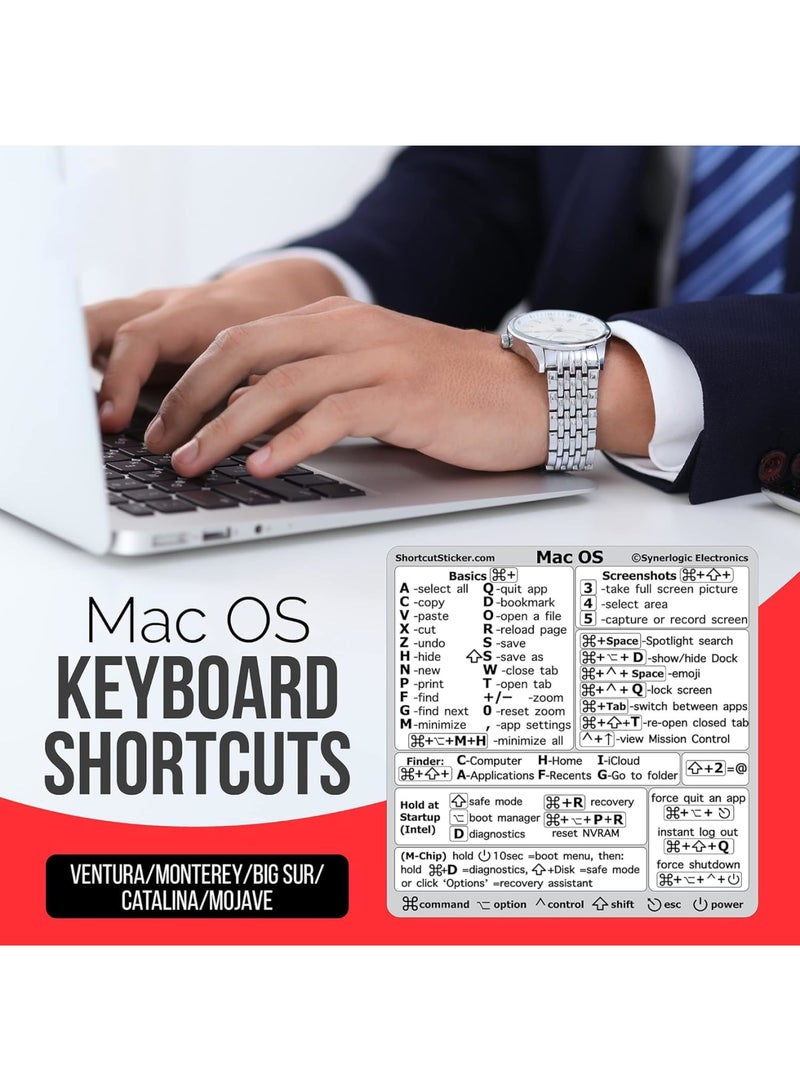 SYOSI Mac-OS Shortcut Stickers, Durable Keyboard Labels for Work, Study, Waterproof Removable Vinyl Decals, Compatible with Mac-Book Air/Pro M1/M2/M3/M4, Easy to Apply and Remove (White) - Image 2