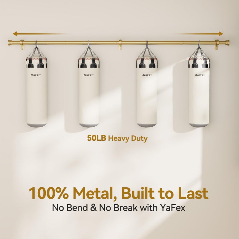 YaFex Curtain Rods 32-144 Inch, Heavy Duty 1 Inch Adjustable Curtain Rod for Windows, Gold Extra Long Window Treatment Rods, Modern Design, Easy Installation - Image 3