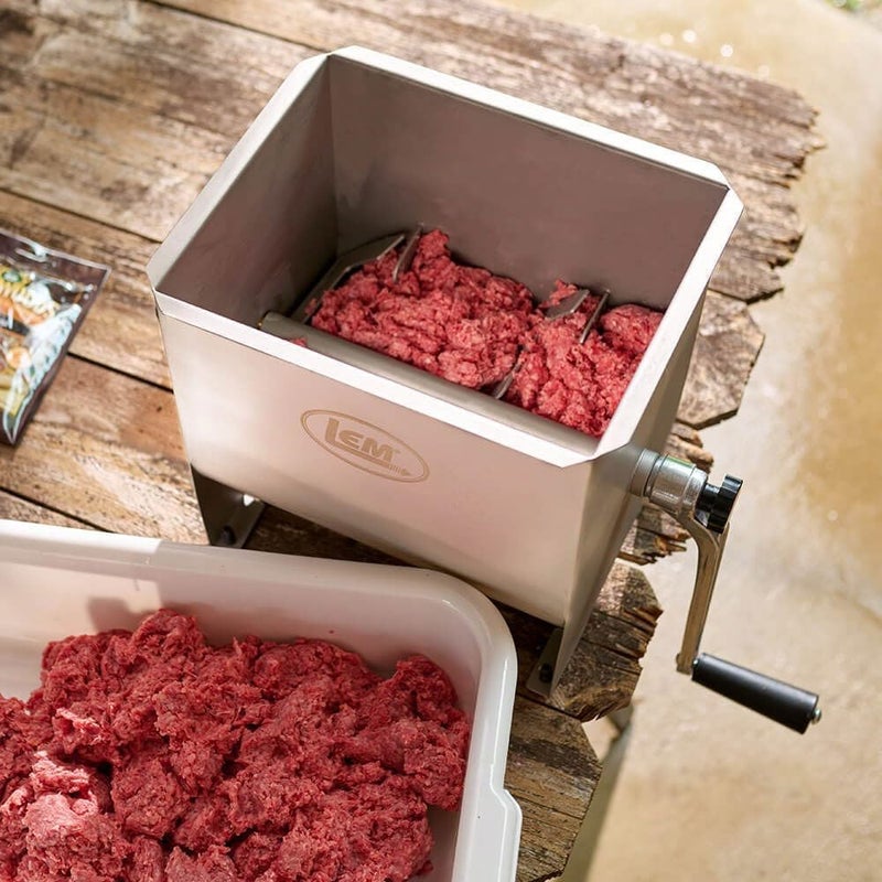 LEM LEM Products MightyBite 20 Pound Capacity Manual Meat Mixer Stainless Steel Manual Only  - Image 2