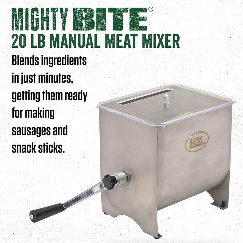 LEM LEM Products MightyBite 20 Pound Capacity Manual Meat Mixer Stainless Steel Manual Only  - Image 3