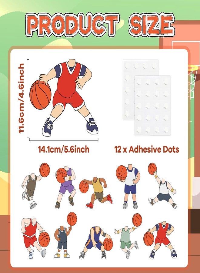 OBUSATT 60 Pcs Basketball Player Theme Cutouts Basketball Bulletin Board Decorations Sports Paper Cut-Outs Classroom Decor for Boy Girl Classroom DIY Craft Photo Preschool Wall Supplies Basketballs - Image 2