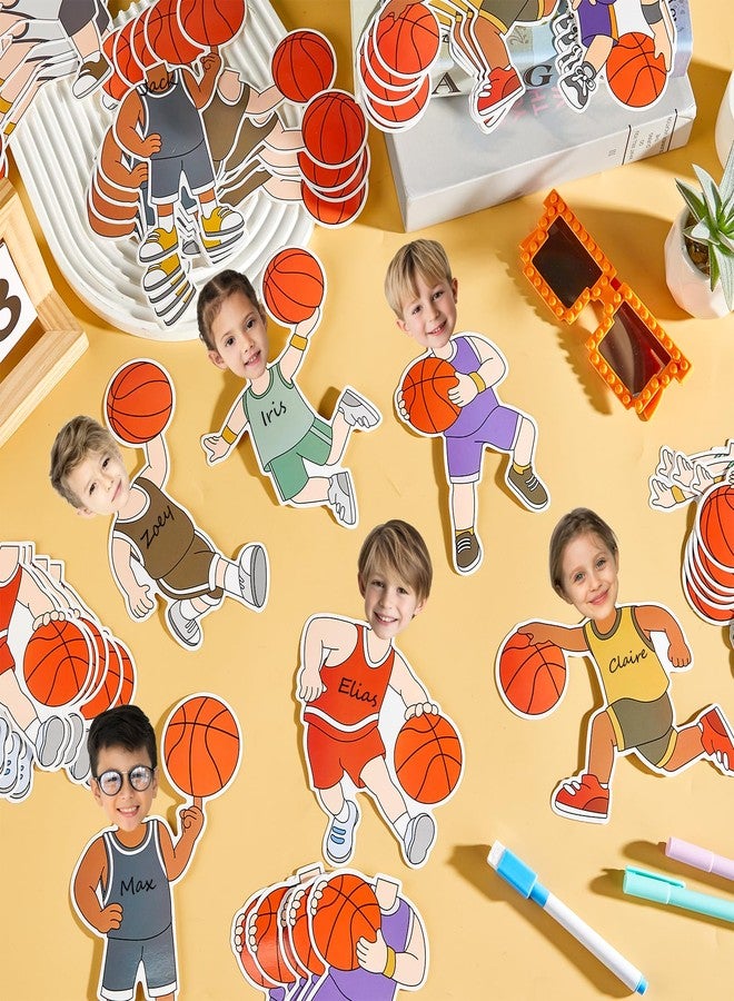 OBUSATT 60 Pcs Basketball Player Theme Cutouts Basketball Bulletin Board Decorations Sports Paper Cut-Outs Classroom Decor for Boy Girl Classroom DIY Craft Photo Preschool Wall Supplies Basketballs - Image 4