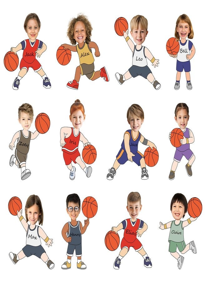OBUSATT 60 Pcs Basketball Player Theme Cutouts Basketball Bulletin Board Decorations Sports Paper Cut-Outs Classroom Decor for Boy Girl Classroom DIY Craft Photo Preschool Wall Supplies Basketballs - Image 1