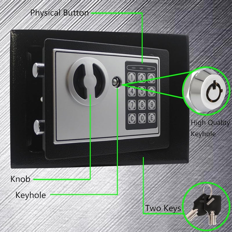 EXOMOON Key and Electronic Security Safe Box Digital Deposit Box for Home Office Hotel Business Lock Box for Cash Jewelry Storage Black 017 Cubic Feet - Image 2