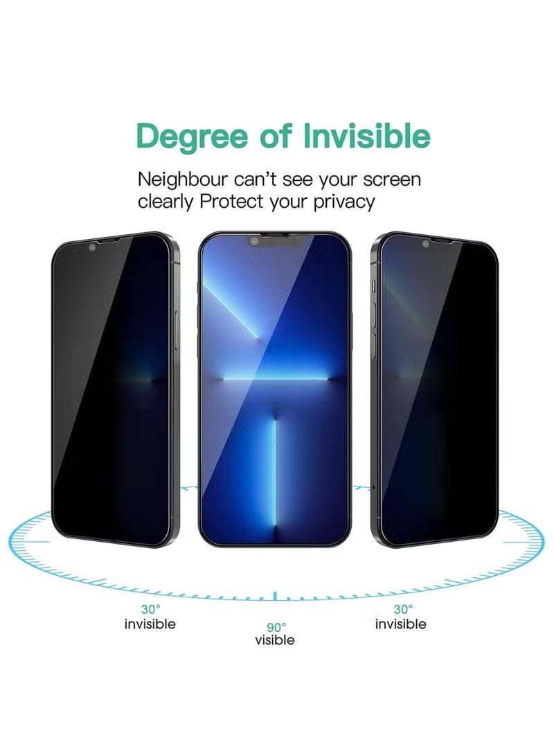 اتش اس iPhone 15 Pro MAX  Privacy Screen Protector, 9H+ Military Grade Tempered Glass, Edge-to-Edge Full Coverage, Anti-Spy Privacy Filter, Scratch and Shatter Resistant, Anti-Fingerprint and Oil-Resistant Coating, Face ID Compatible, Ultra HD Clarity, Case-Friendly Design, Easy Bubble-Free Installation with Alignment Frame - Black - Image 4