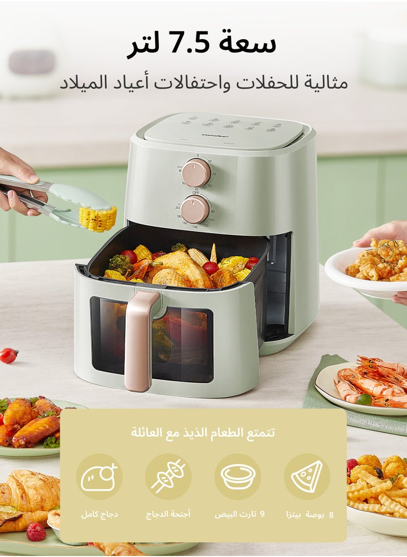 Comfee' - Manual Air Fryer 7.5L Dual Knob Mechanical Control, 97% Less Fat, Dishwasher-Safe, Family Sized Capacity, See-through Window, Lite 7.5L, Air Fry, Roast & More, Sage Green - Image 1