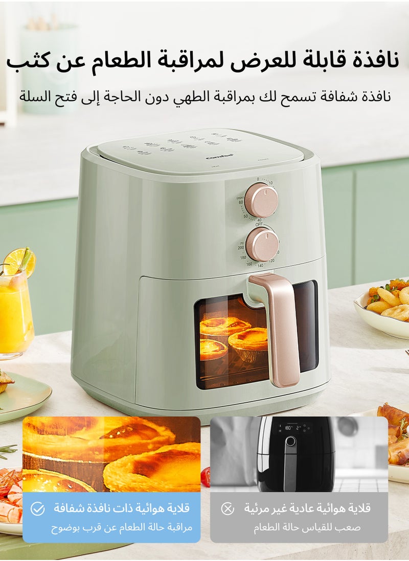 Comfee' - Manual Air Fryer 7.5L Dual Knob Mechanical Control, 97% Less Fat, Dishwasher-Safe, Family Sized Capacity, See-through Window, Lite 7.5L, Air Fry, Roast & More, Sage Green - Image 1