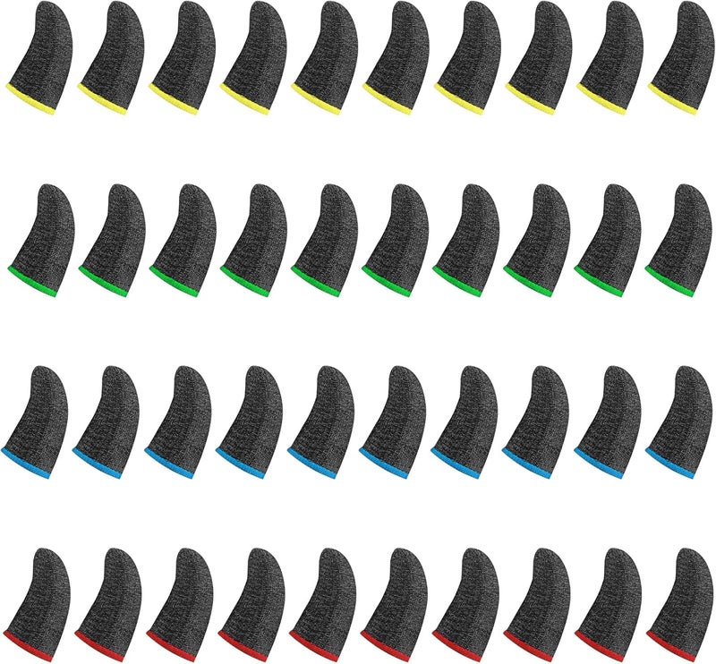 Geyoga 40 Pieces Gaming Finger Sleeve for Thumb Sleeves Mobile Gaming Finger Protector(Rich Colors) - Image 1