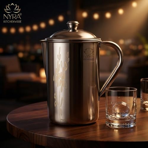 Nyra® Stainless Steel Laser Printed Jug/Pitcher for Water Storage – Capacity- 2L - Image 3