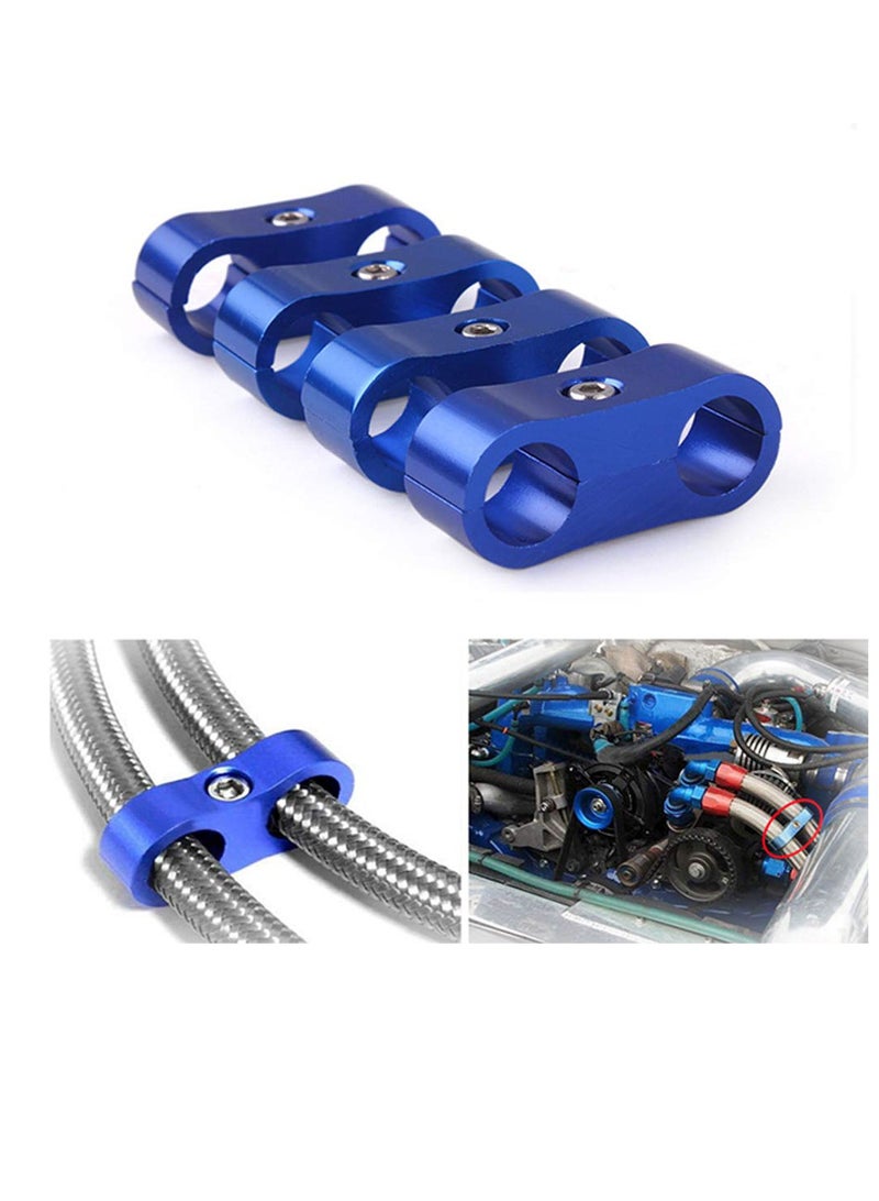 Excefore 10AN Hose Separator Clamp, 4pcs Aluminum Fuel Line Mounting， Divider Hose， Fitting Adapter Fit for 5/8 Fuel Line, Oil Line, Brake Line, Water Pipe, and Gas Line, Blue  - Image 1