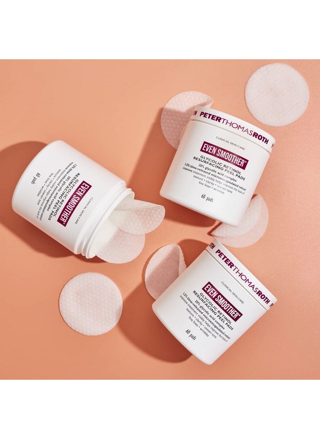 PETER THOMAS ROTH - Peter Thomas Roth | Even Smoother Glycolic Retinol Resurfacing Peel Pads | Glycolic Acid Facial Peel with Retinol for Uneven Texture and Tone, 60 ct. - Image 1