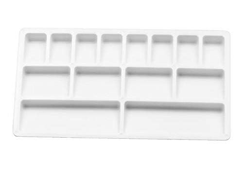 Melgoza 2 Pcs Rectangle Shape Paint Mixing Palette for Artists, 14 Compartments with 8 Color Wells, 4 Mixing Sections, and 2 Water Storage Compartments, Plastic Tray for Acrylic & Watercolor Painting - Image 1