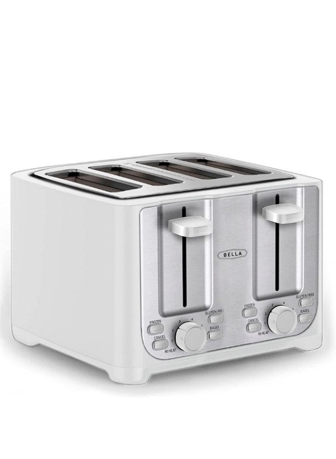 Bella BELLA 4 Slice Toaster with Auto Shut Off - Extra Wide Slots & Removable Crumb Tray and Cancel, Defrost & Reheat Function - Toast Bread & Bagel, White  - Image 1