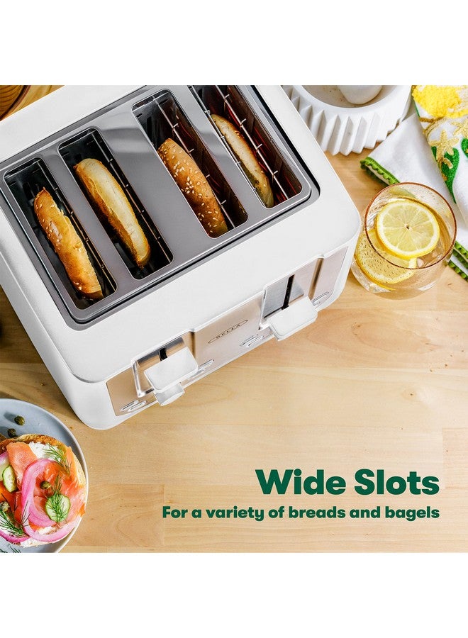 Bella BELLA 4 Slice Toaster with Auto Shut Off - Extra Wide Slots & Removable Crumb Tray and Cancel, Defrost & Reheat Function - Toast Bread & Bagel, White  - Image 3
