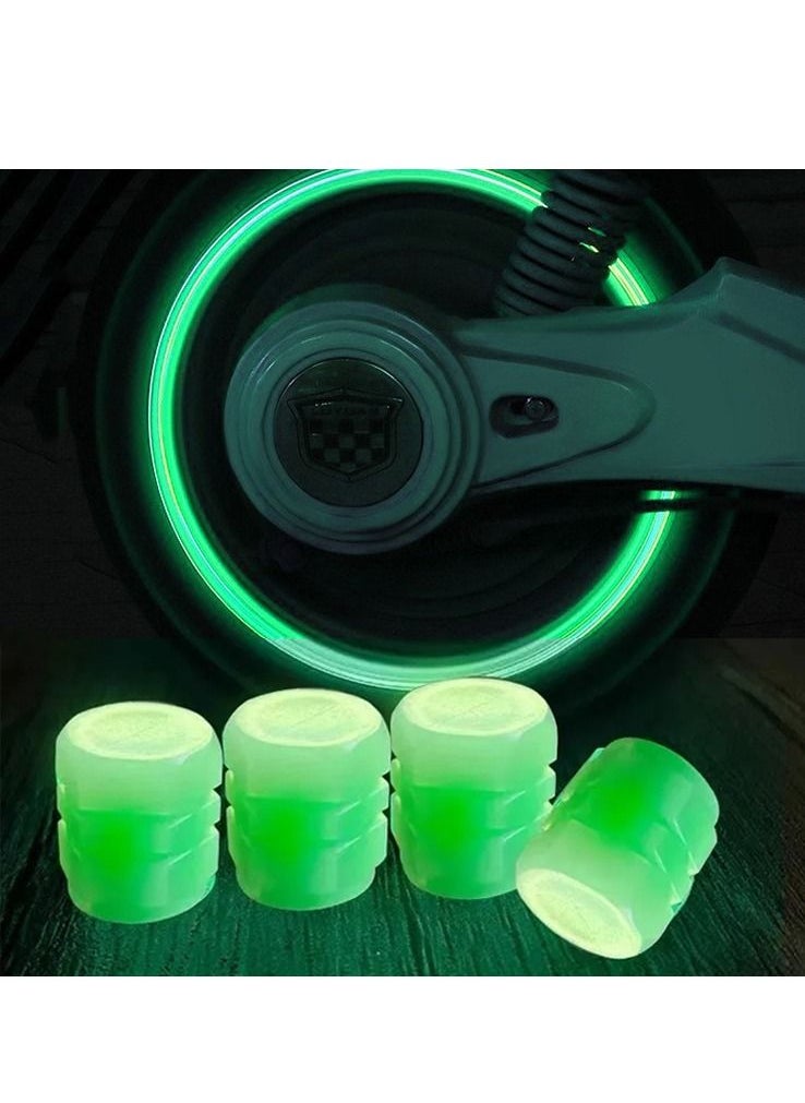 Generic 4-pieces Luminous Valve Caps Fluorescent Green Night Glowing Car Motorcycle Bicycle Wheel Styling Tyre Hub Luminous Cap Decor  - Image 1