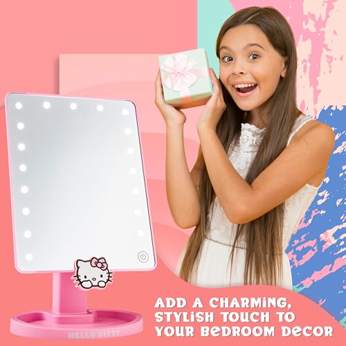 Hello Kitty Sanrio Vanity Mirror for Girls Teens Women with Compact LED Table Mirror Touch Screen Lighting Trinket Tray Girls Make Up Accessories - Image 3