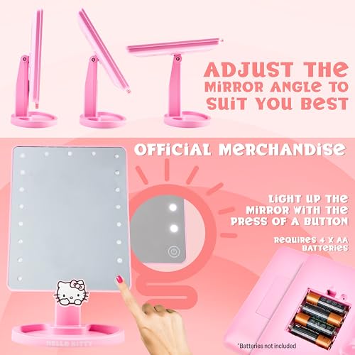Hello Kitty Sanrio Vanity Mirror for Girls Teens Women with Compact LED Table Mirror Touch Screen Lighting Trinket Tray Girls Make Up Accessories - Image 4